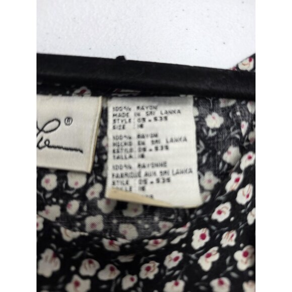 Kathi Lee Dress Womens Large Floral Short Sleeve Midi Rayon Pockets Tie Waist - Picture 7 of 8